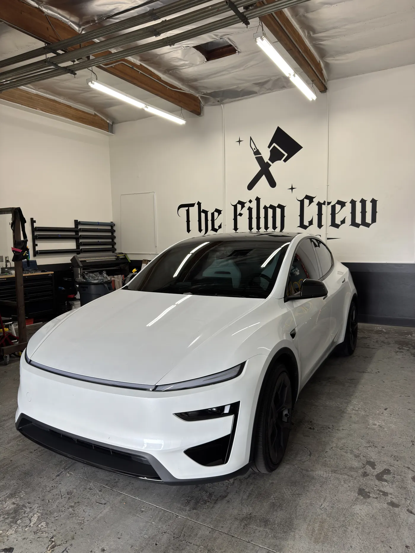 Gray Tesla Model Y with ceramic window tint